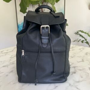 COACH Vintage Drawstring Buckle Backpack 529 Black Leather Silver Nickel USA